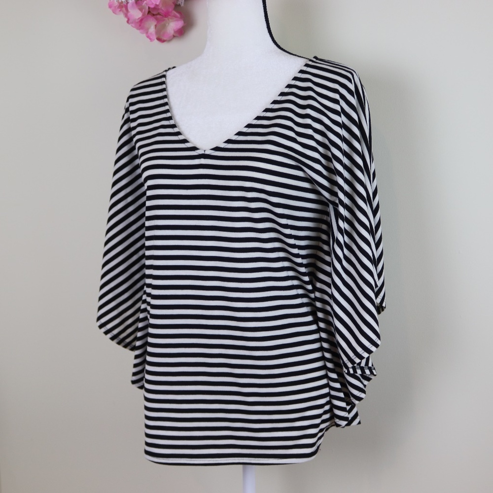 WHBM Dolman Top Sz Med Striped Batwing